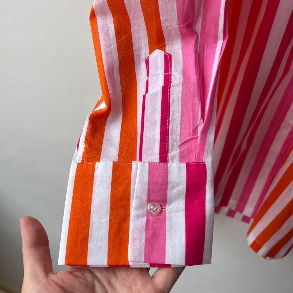Beach Riot like new Alexa over shirt in sunset stripes, pink/ orange, Size L - Picture 6 of 8